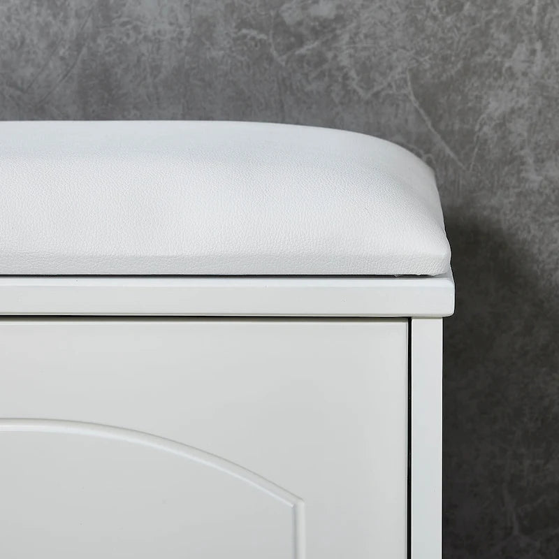Banc de rangement pour chaussures avec coussin en PU et tiroir amovible