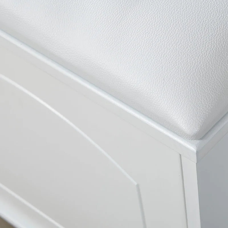 Banc de rangement pour chaussures avec coussin en PU et tiroir amovible
