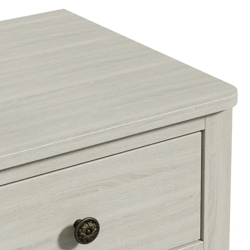 Commode extra-large à 6 tiroirs avec finition grain de bois gris clair
