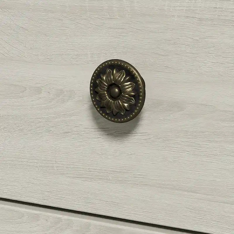 Commode extra-large à 6 tiroirs avec finition grain de bois gris clair
