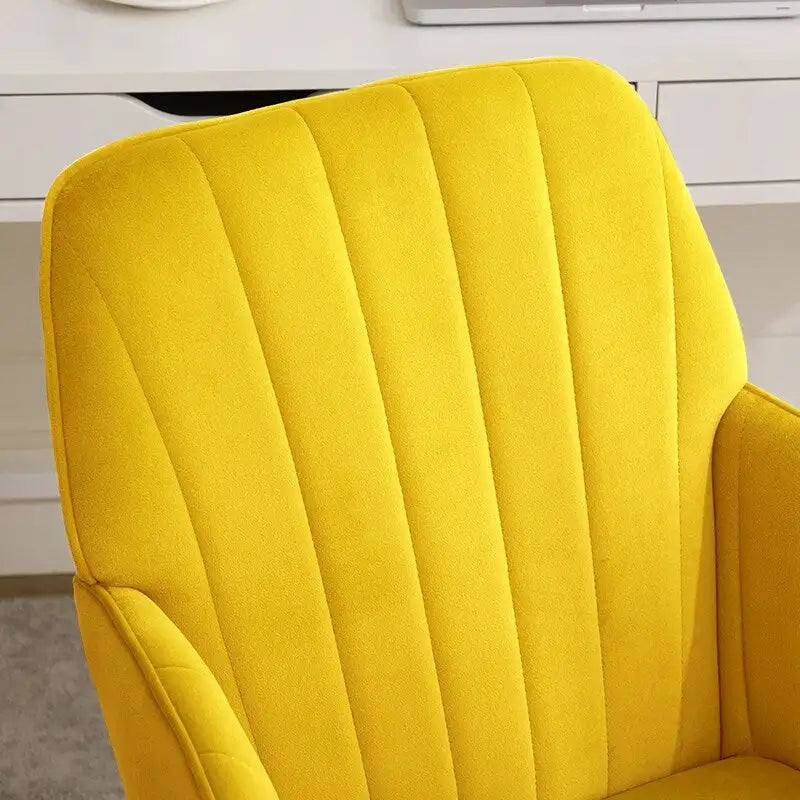 Fauteuil de bureau pivotant en velours, avec base dorée et hauteur réglable