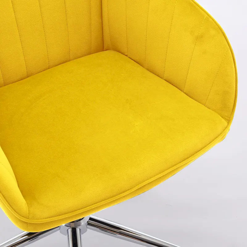 Fauteuil de bureau pivotant en velours, avec base dorée et hauteur réglable