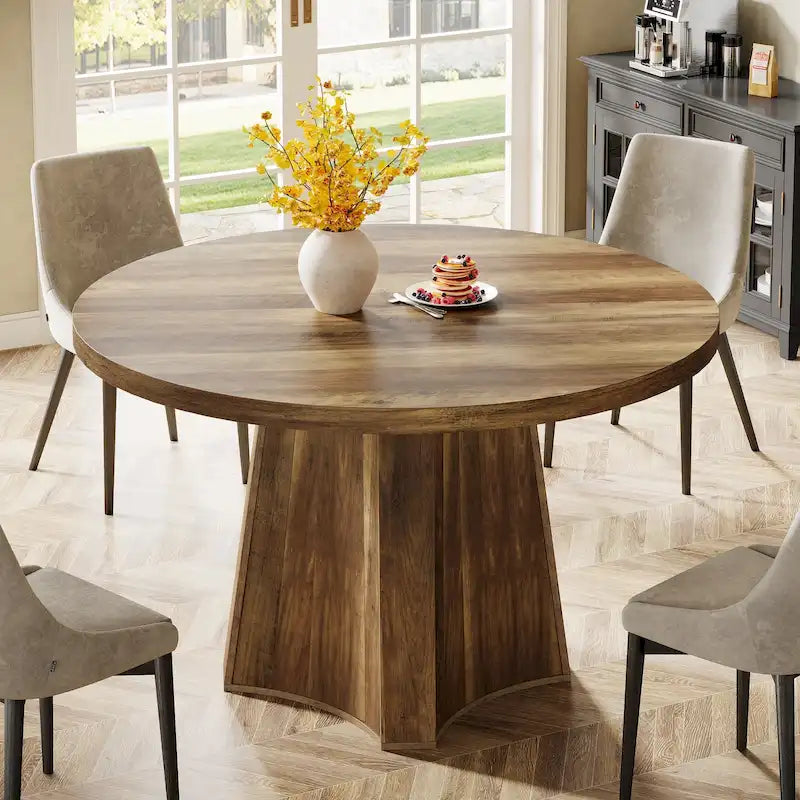Table à Manger Ronde pour 4-6 Personnes Style Ferme de 119 cm