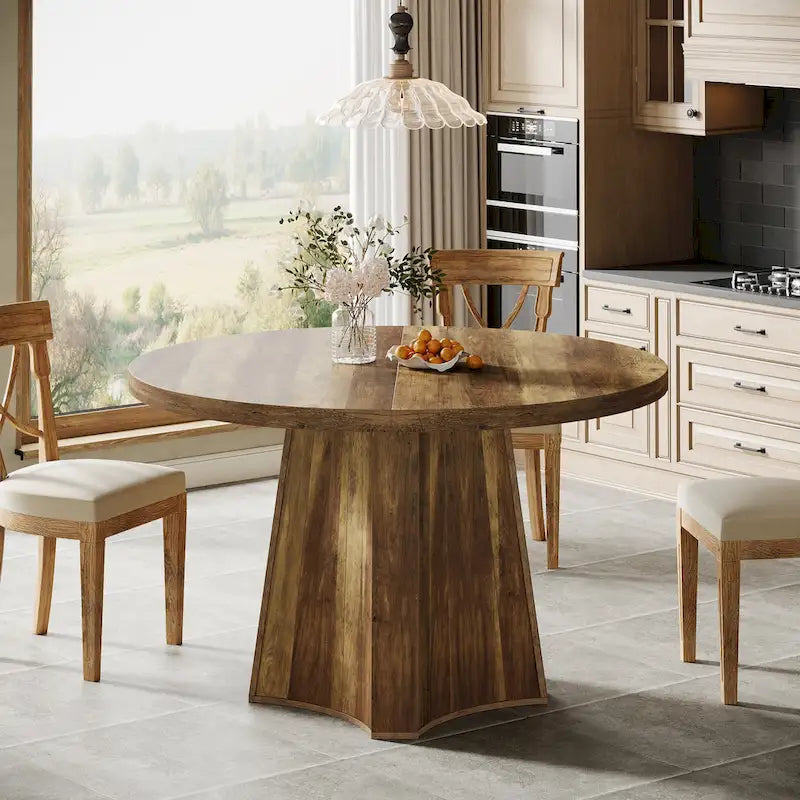 Table à Manger Ronde pour 4-6 Personnes Style Ferme de 119 cm