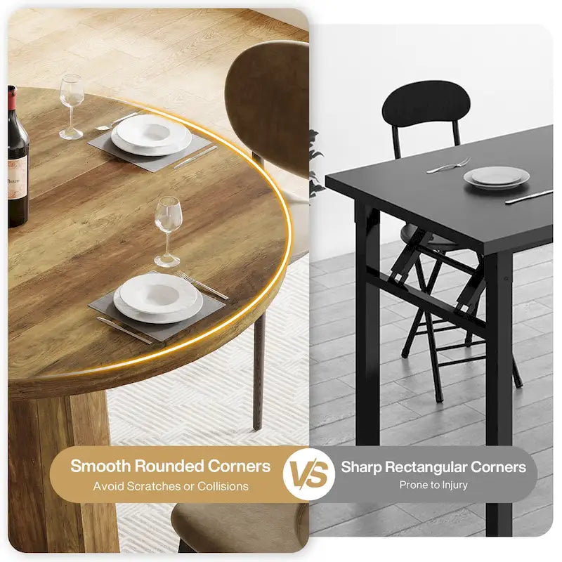 Table à Manger Ronde pour 4-6 Personnes Style Ferme de 119 cm