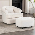Fauteuil pivotant en velours avec ottoman