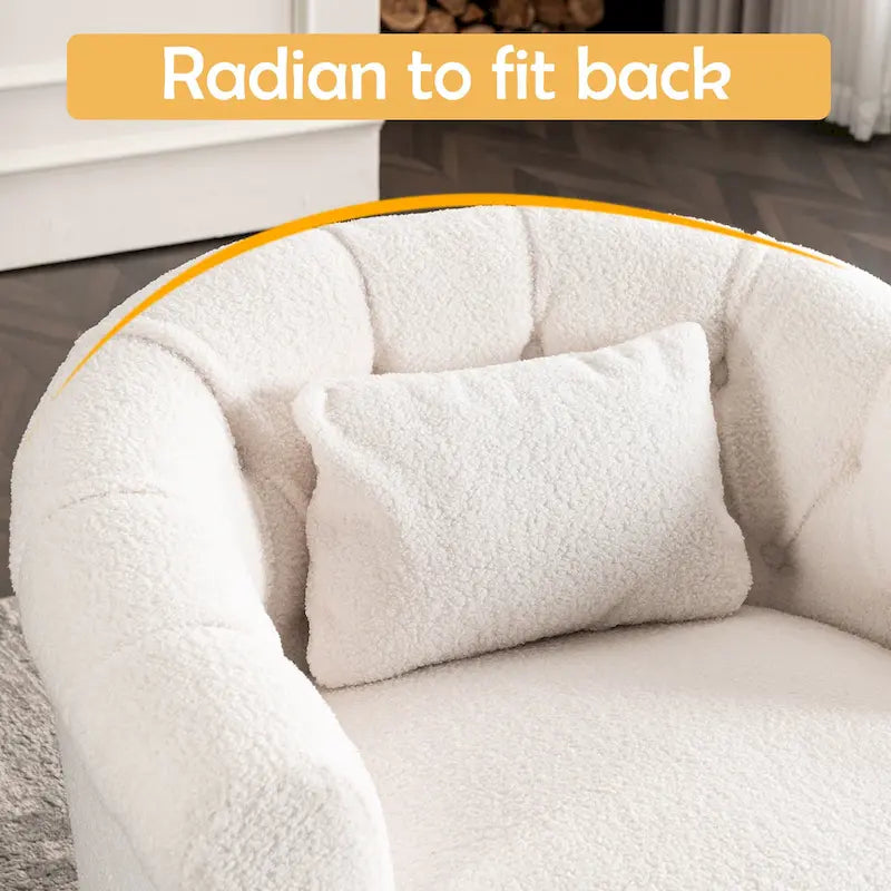 Fauteuil pivotant en velours avec ottoman