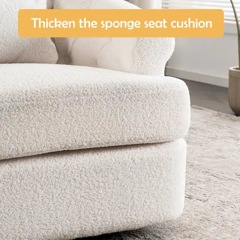 Fauteuil pivotant en velours avec ottoman
