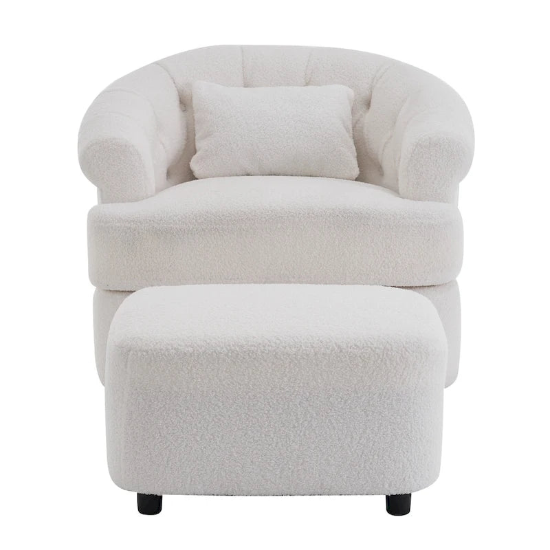 Fauteuil pivotant en velours avec ottoman