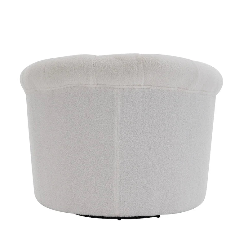 Fauteuil pivotant en velours avec ottoman