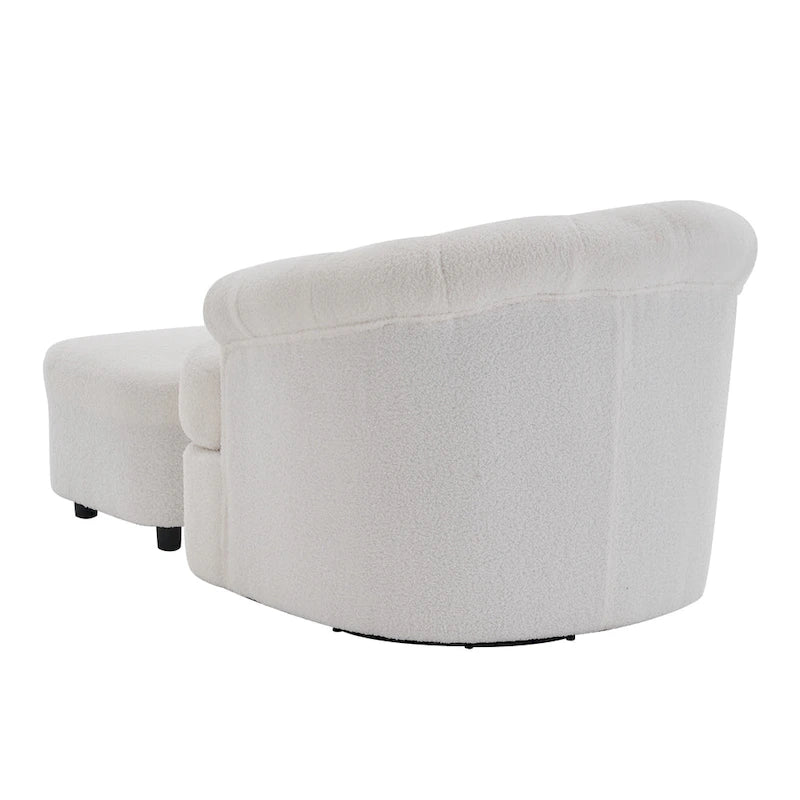 Fauteuil pivotant en velours avec ottoman
