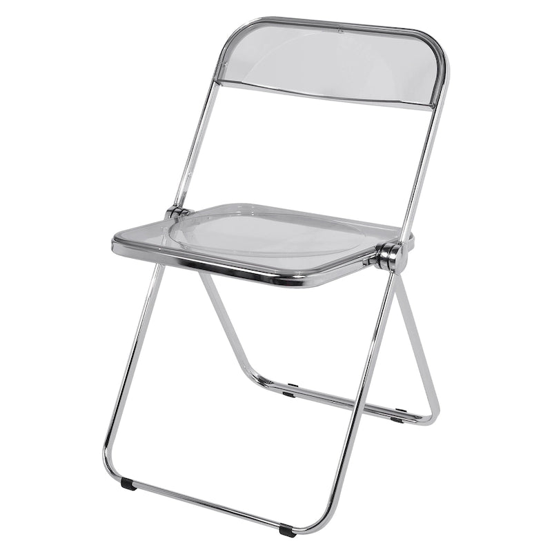 Chaise de salle à manger pliante empilable en acrylique transparent avec cadre en métal