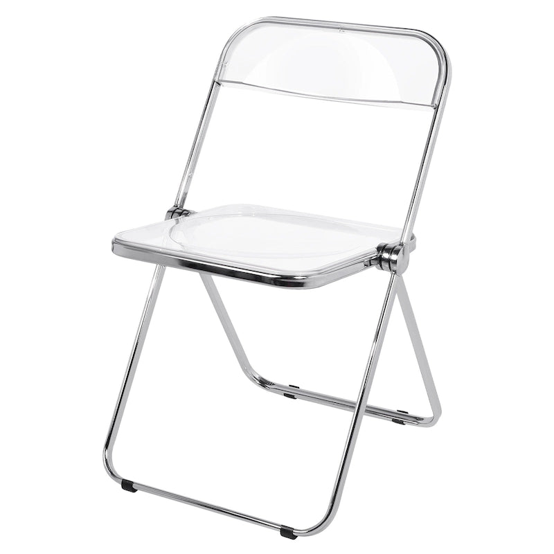 Chaise de salle à manger pliante empilable en acrylique transparent avec cadre en métal