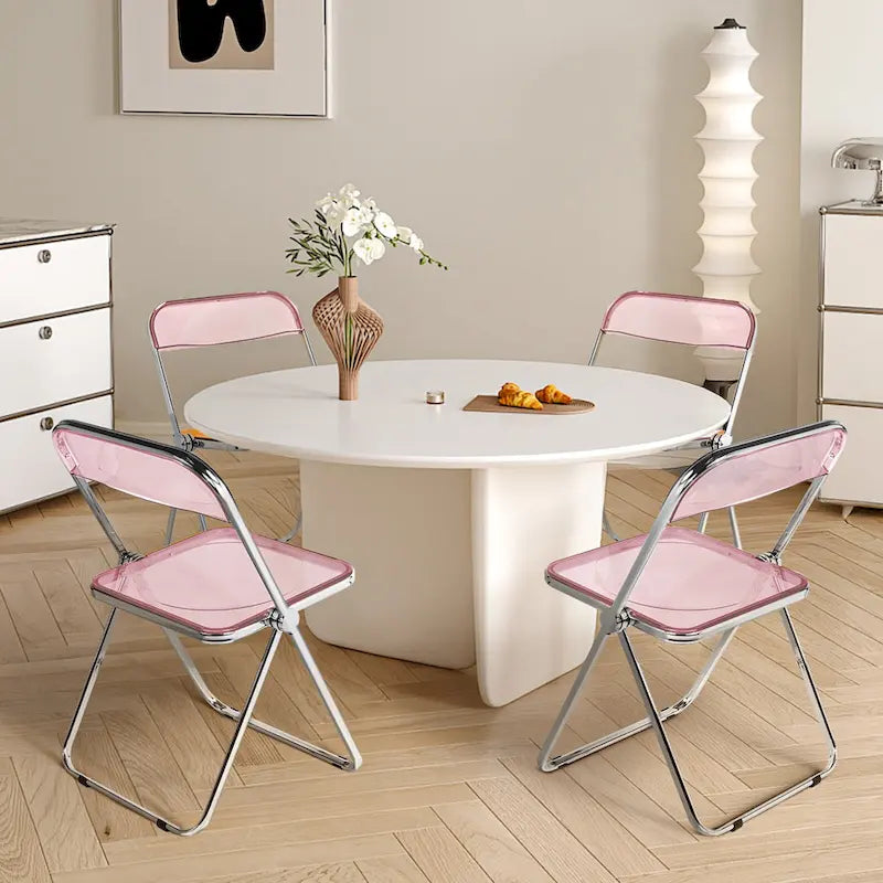 Chaise de salle à manger pliante empilable en acrylique transparent avec cadre en métal