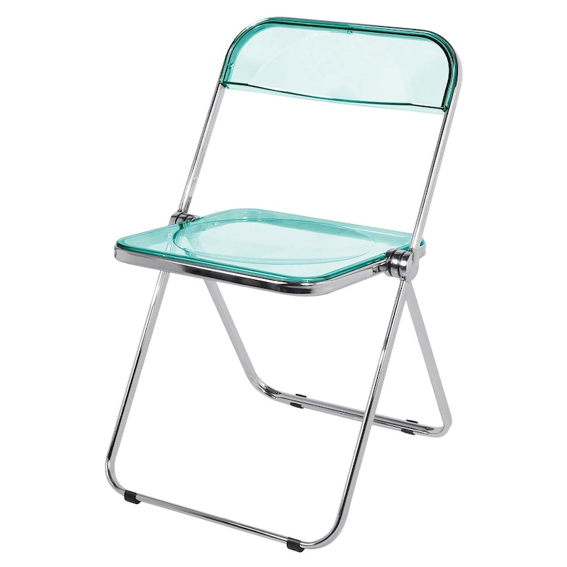 Chaise de salle à manger pliante empilable en acrylique transparent avec cadre en métal