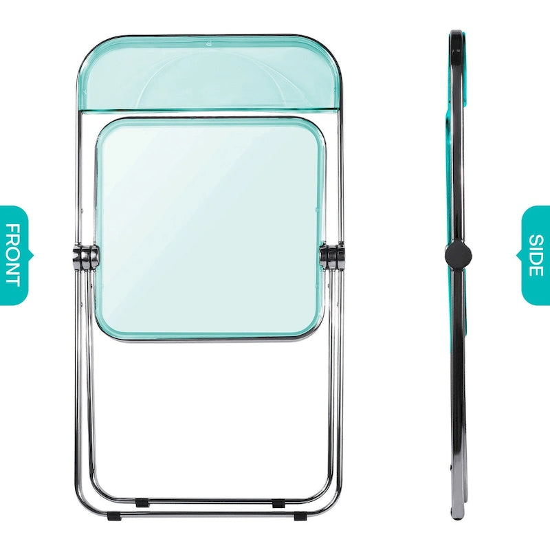 Chaise de salle à manger pliante empilable en acrylique transparent avec cadre en métal