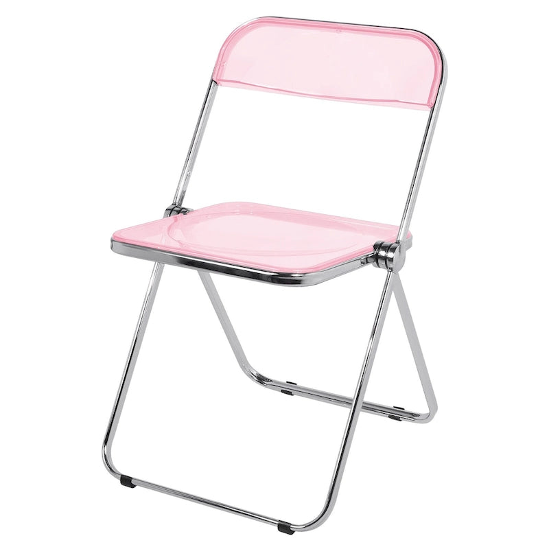 Chaise de salle à manger pliante empilable en acrylique transparent avec cadre en métal