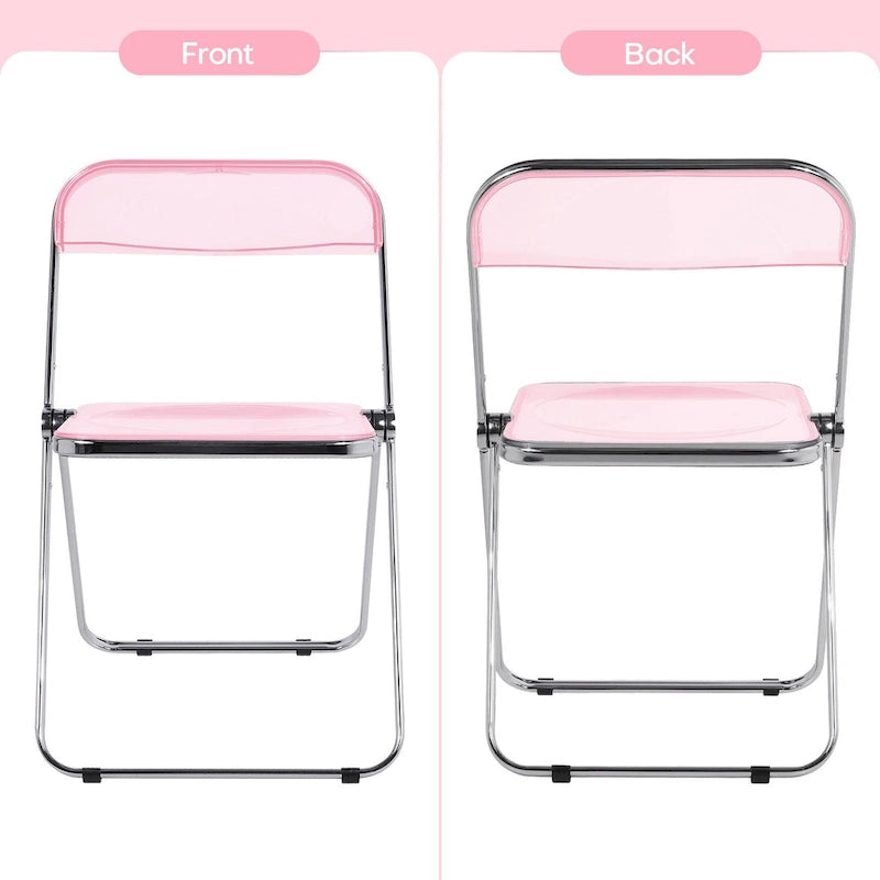 Chaise de salle à manger pliante empilable en acrylique transparent avec cadre en métal