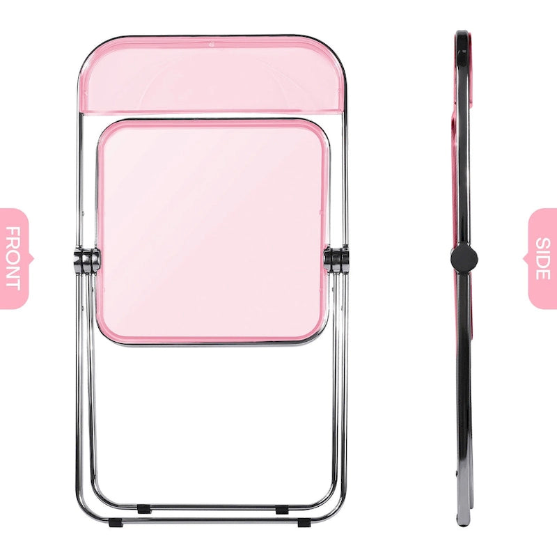 Chaise de salle à manger pliante empilable en acrylique transparent avec cadre en métal