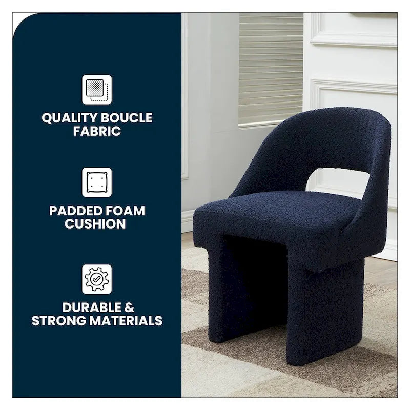 Ensemble de 2 chaises d'appoint Boucle, modernes et rembourrées, avec cadre en bois MDF pour bureau à domicile, salon, chambre à coucher