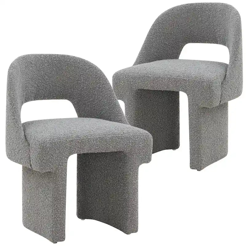 Ensemble de 2 chaises d'appoint Boucle, modernes et rembourrées, avec cadre en bois MDF pour bureau à domicile, salon, chambre à coucher