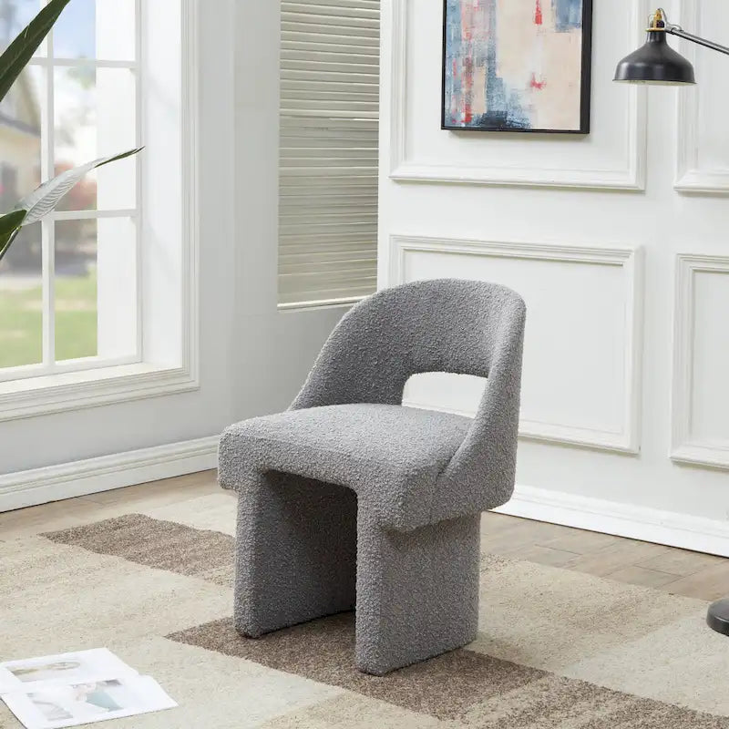 Ensemble de 2 chaises d'appoint Boucle, modernes et rembourrées, avec cadre en bois MDF pour bureau à domicile, salon, chambre à coucher