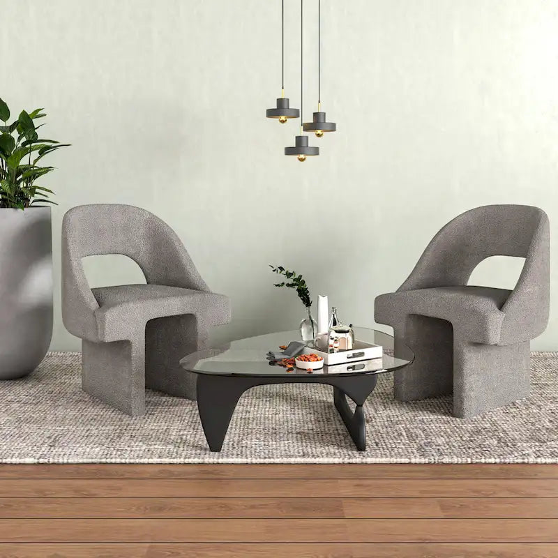 Ensemble de 2 chaises d'appoint Boucle, modernes et rembourrées, avec cadre en bois MDF pour bureau à domicile, salon, chambre à coucher