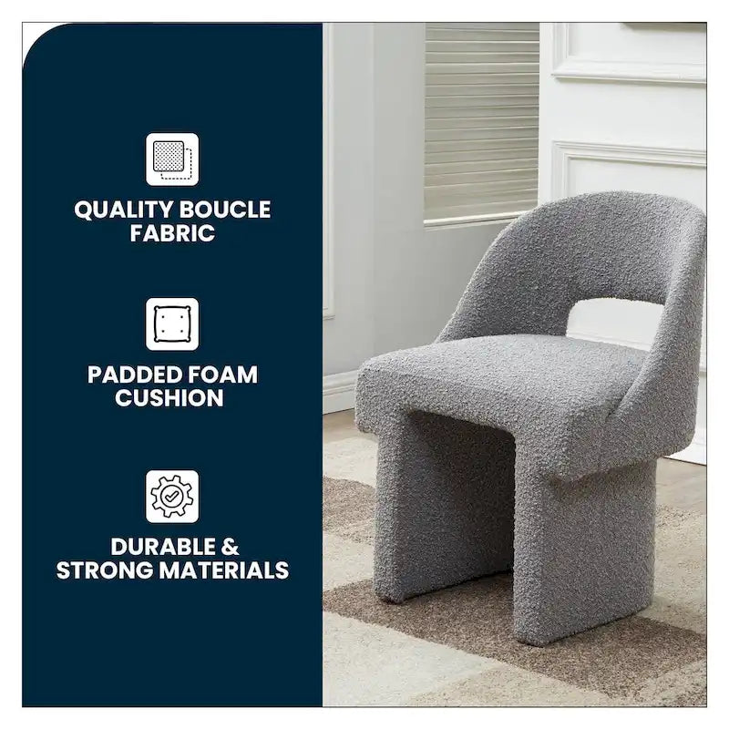 Ensemble de 2 chaises d'appoint Boucle, modernes et rembourrées, avec cadre en bois MDF pour bureau à domicile, salon, chambre à coucher