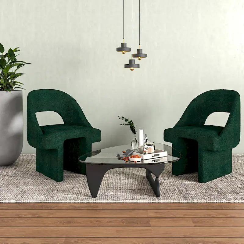 Ensemble de 2 chaises d'appoint Boucle, modernes et rembourrées, avec cadre en bois MDF pour bureau à domicile, salon, chambre à coucher