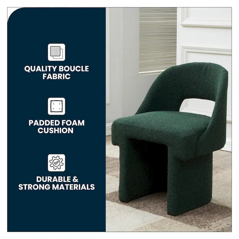 Ensemble de 2 chaises d'appoint Boucle, modernes et rembourrées, avec cadre en bois MDF pour bureau à domicile, salon, chambre à coucher