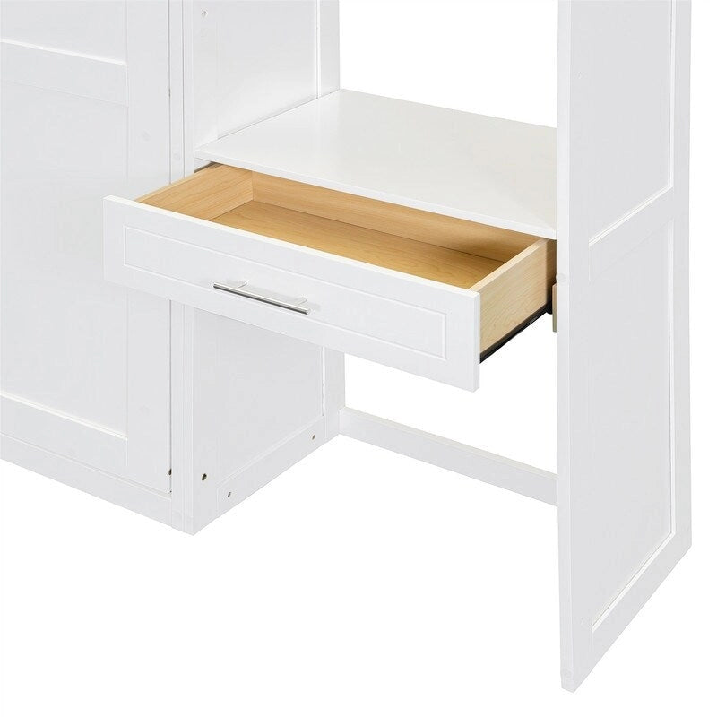 Lit escamotable avec bureau, étagères de rangement et armoire supérieure, lit mural gain de place