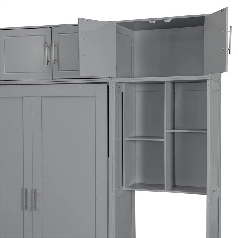 Lit escamotable avec bureau, étagères de rangement et armoire supérieure, lit mural gain de place