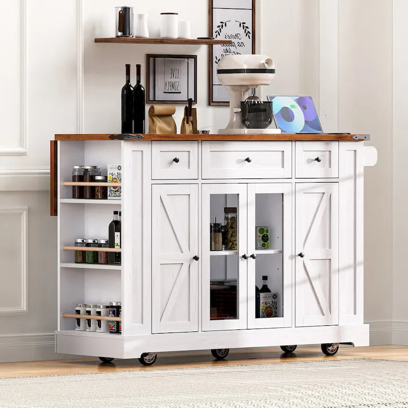 Îlot de cuisine de ferme avec abattant et bloc multiprise intégré