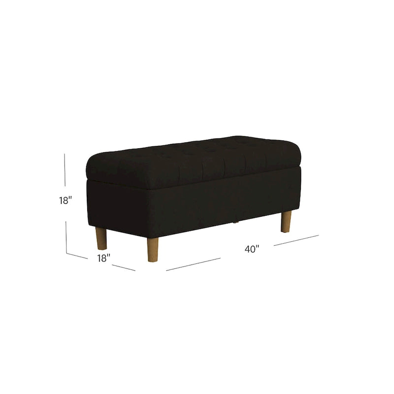 Banc de rangement Ottoman velours marron chocolat bois 101,6 cm
