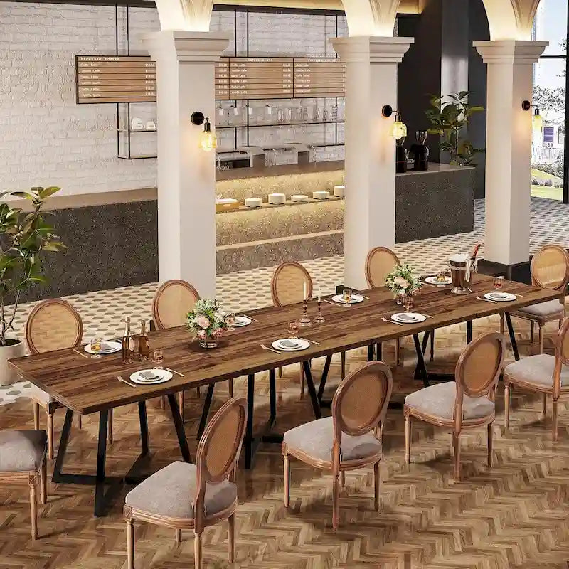 Table à manger carrée de 31,5 pouces en bois avec piétement en métal noir