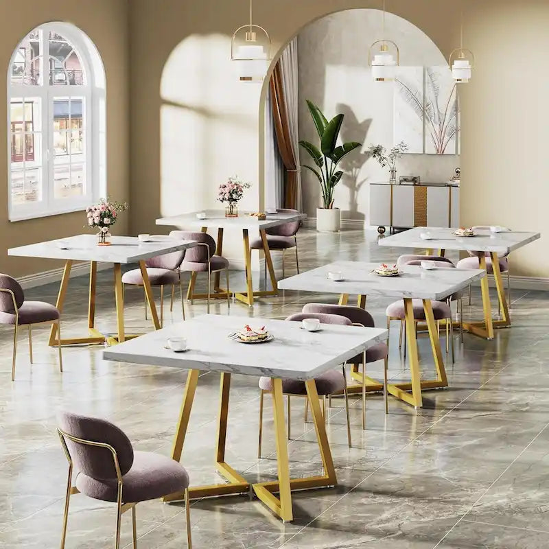 Table à manger carrée de 31,5 pouces en bois avec piétement en métal noir