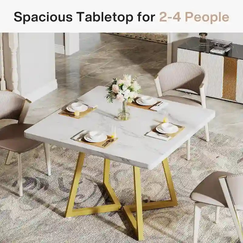 Table à manger carrée de 31,5 pouces en bois avec piétement en métal noir
