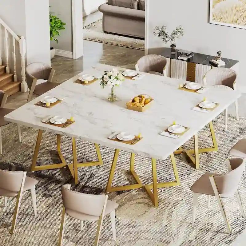 Table à manger carrée de 31,5 pouces en bois avec piétement en métal noir