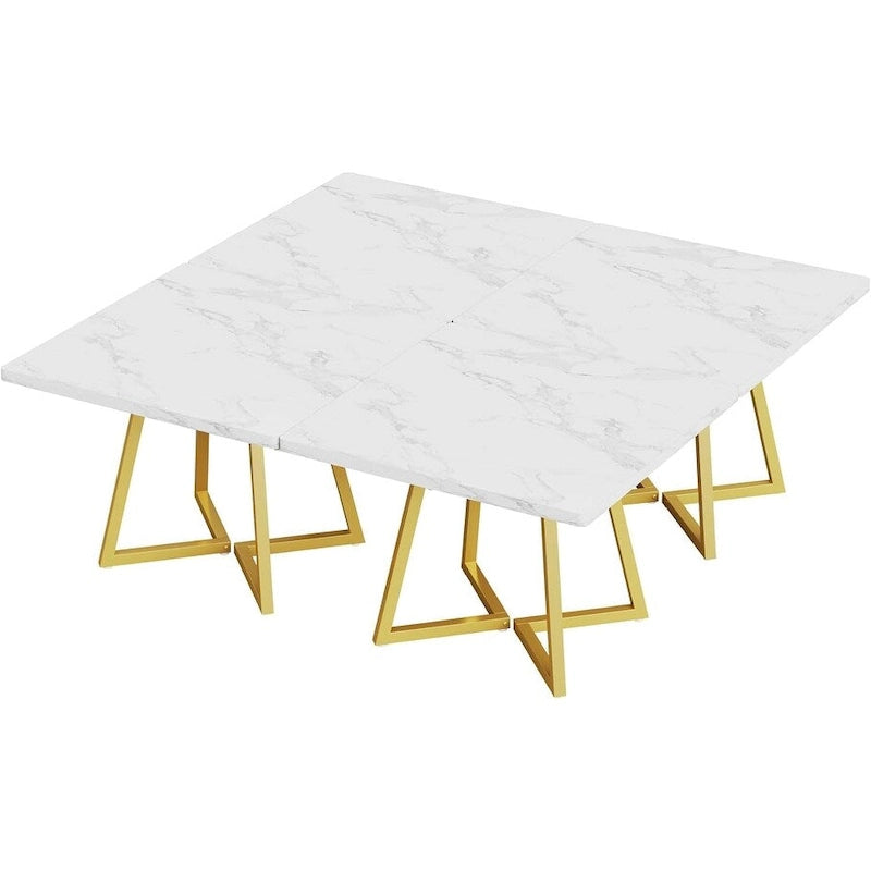 Table à manger carrée de 31,5 pouces en bois avec piétement en métal noir