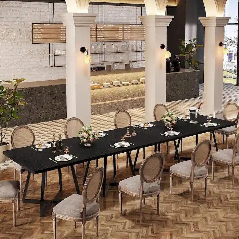Table à manger carrée de 31,5 pouces en bois avec piétement en métal noir