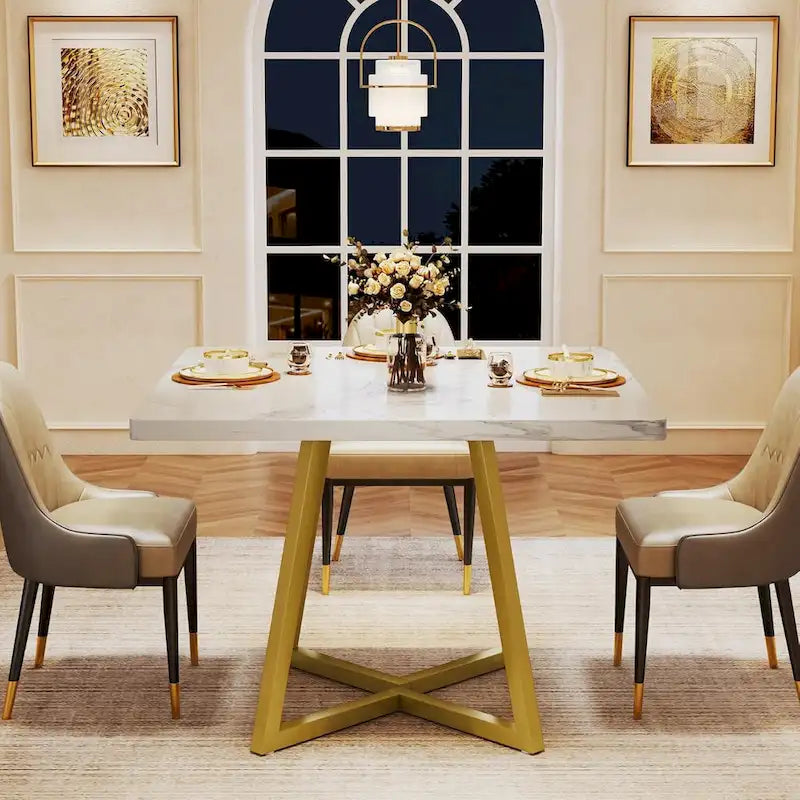 Table à manger carrée de 31,5 pouces en bois avec piétement en métal noir
