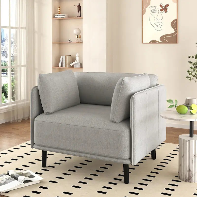 Fauteuil d'appoint moderne rembourré avec pieds en métal massif et oreiller pour le salon