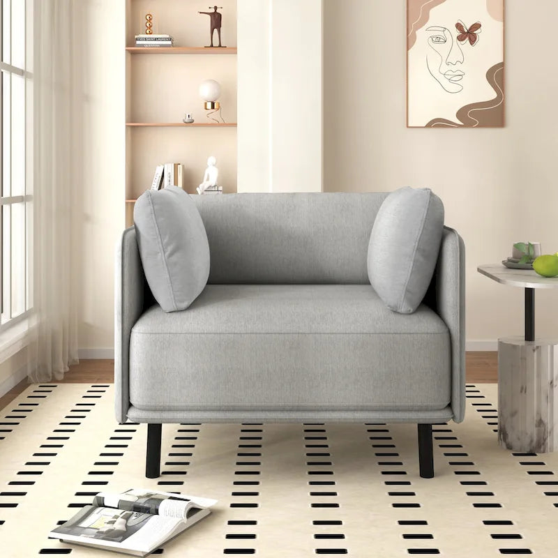 Fauteuil d'appoint moderne rembourré avec pieds en métal massif et oreiller pour le salon
