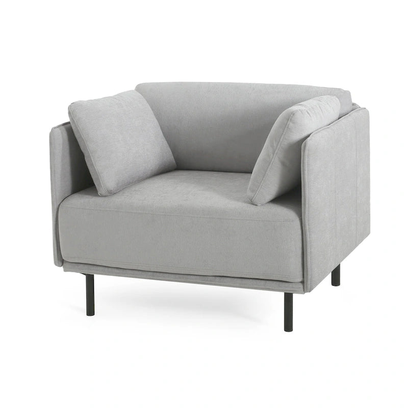 Fauteuil d'appoint moderne rembourré avec pieds en métal massif et oreiller pour le salon
