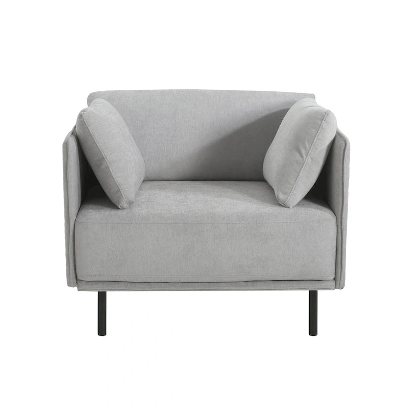 Fauteuil d'appoint moderne rembourré avec pieds en métal massif et oreiller pour le salon