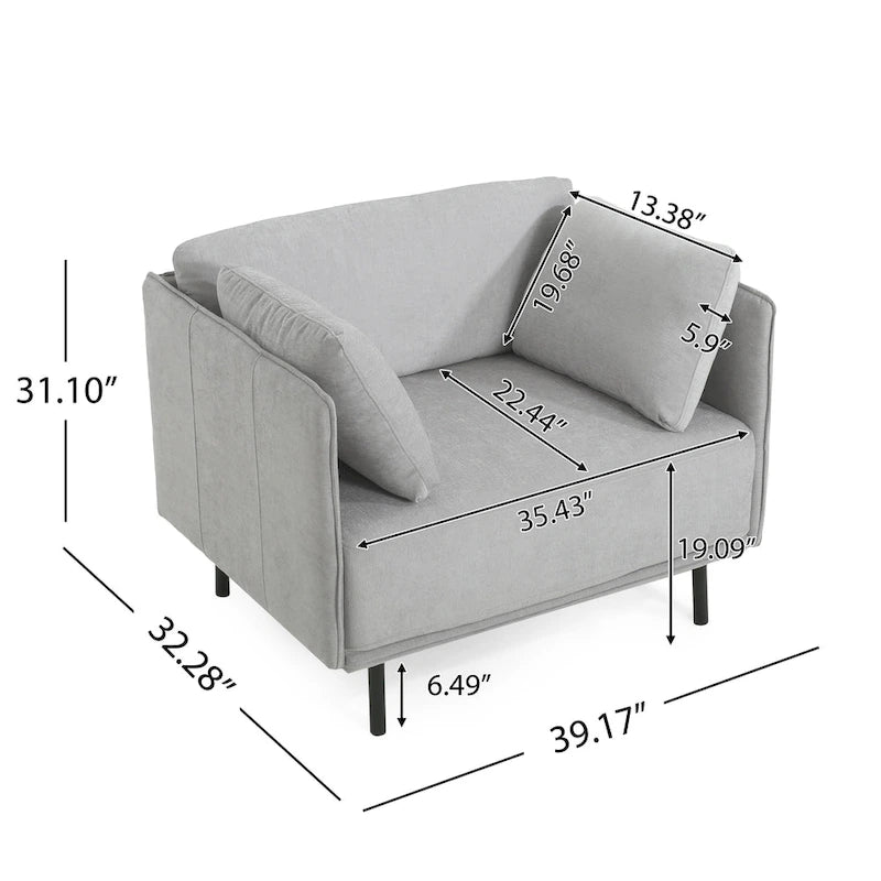 Fauteuil d'appoint moderne rembourré avec pieds en métal massif et oreiller pour le salon