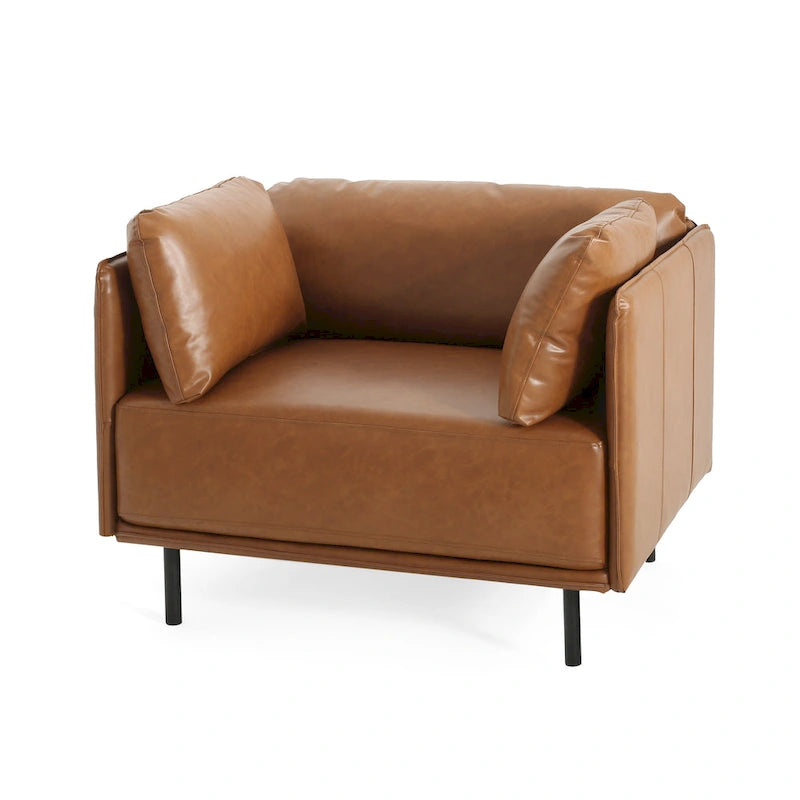 Fauteuil d'appoint moderne rembourré avec pieds en métal massif et oreiller pour le salon