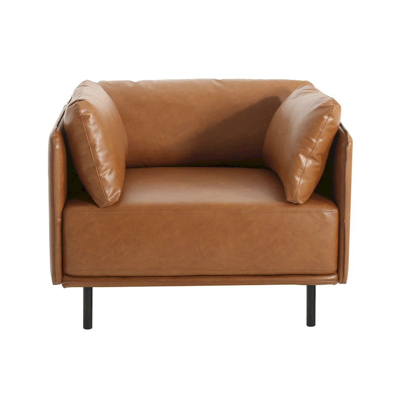 Fauteuil d'appoint moderne rembourré avec pieds en métal massif et oreiller pour le salon