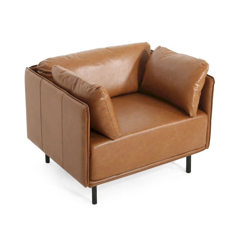 Fauteuil d'appoint moderne rembourré avec pieds en métal massif et oreiller pour le salon