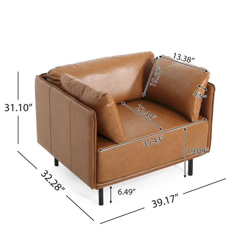 Fauteuil d'appoint moderne rembourré avec pieds en métal massif et oreiller pour le salon